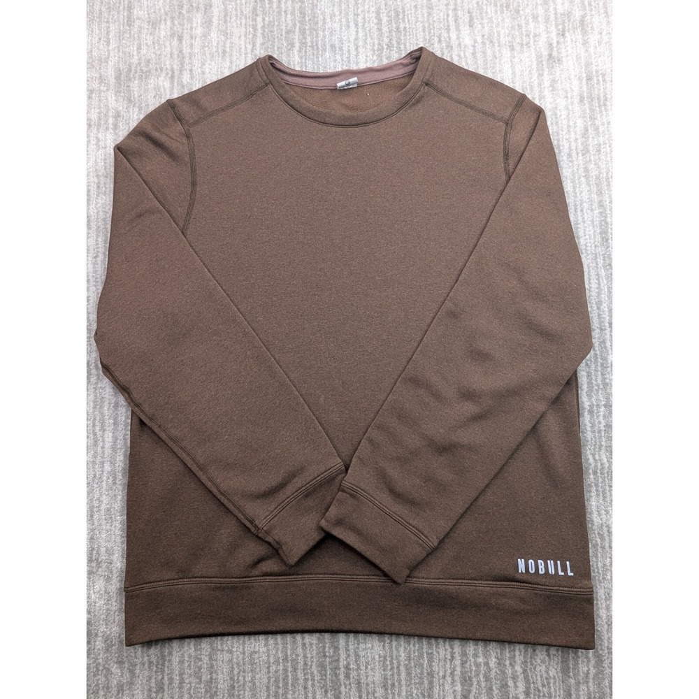 Nobull Sweatshirt Mens Large Brown Polyester Crewneck Gym Workout Stretch
